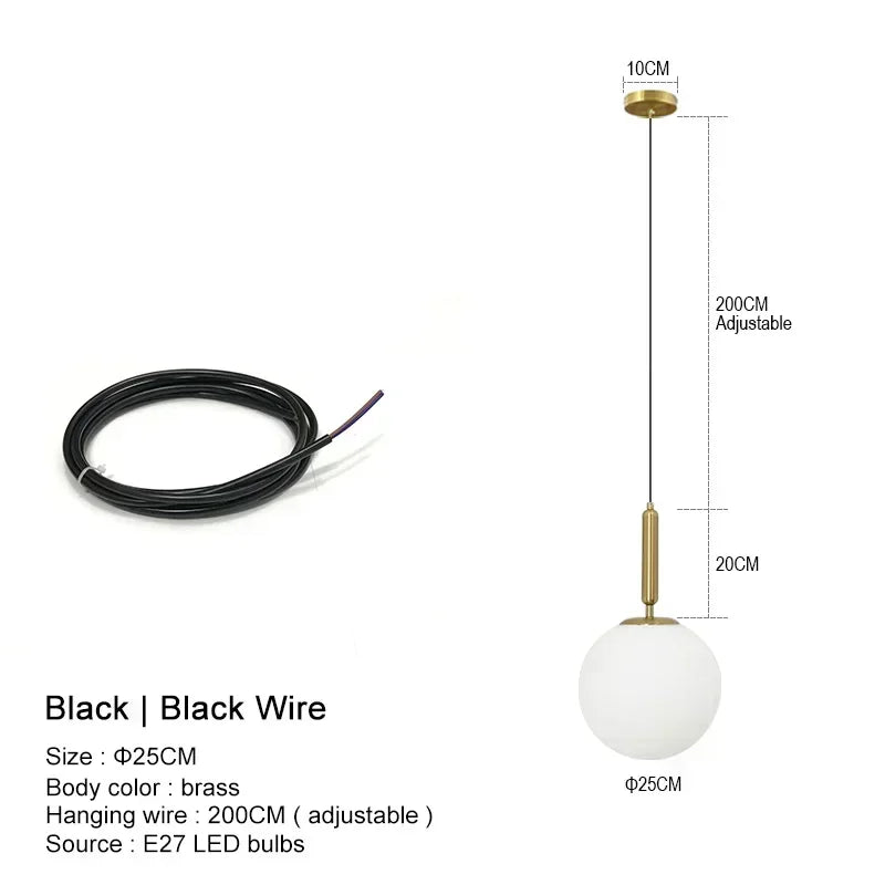 Glass Ball Pendant Light — Frosted Glow Bedside & Kitchen Island Fixture