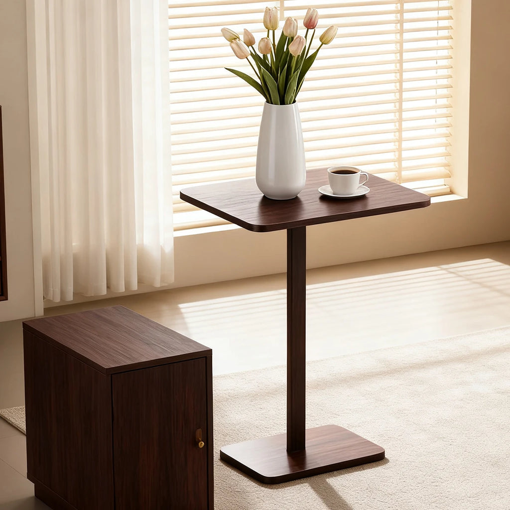C-Shaped Bamboo End Table — Lightweight Sofa Snack & TV Tray