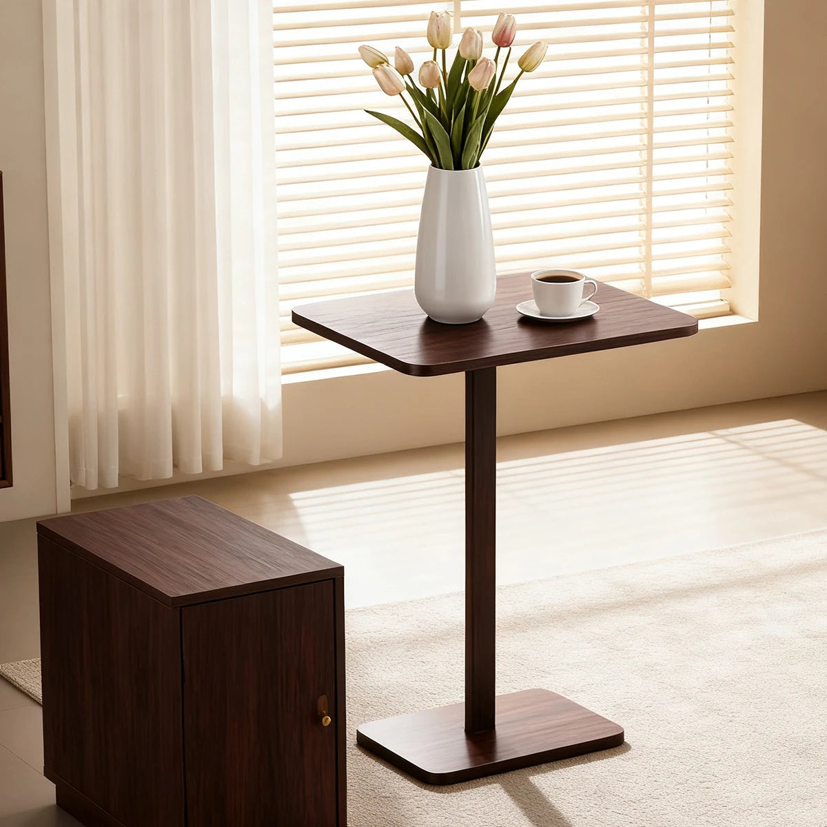 C-Shaped Bamboo End Table — Lightweight Sofa Snack & TV Tray