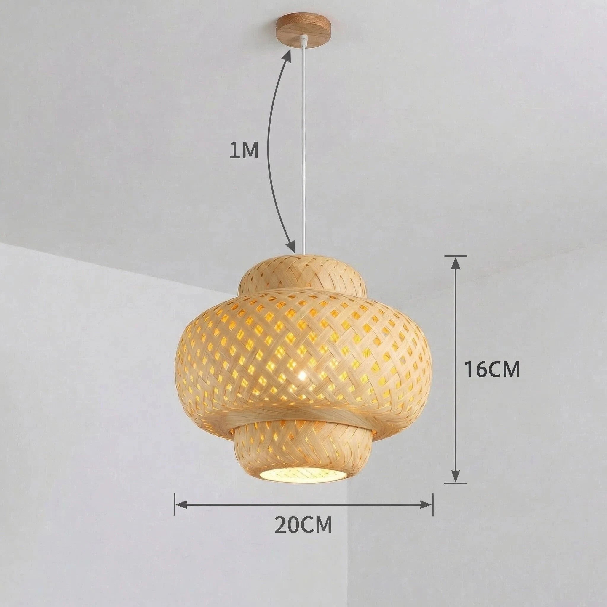 Hand-Woven Bamboo Lantern Pendant Light — Vintage Dining & Bedroom Fixture