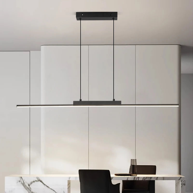 Modern Linear Pendant Light — Dimmable Long Dining Room Chandelier