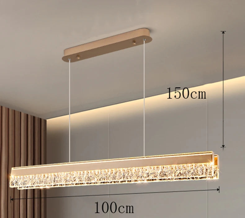 Linear LED Strip Chandelier — Gold & Black Modern Ceiling Light