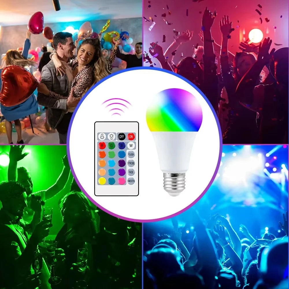 16-Color RGB E27 Smart Bulb — 24-Key Remote Control Atmosphere Light