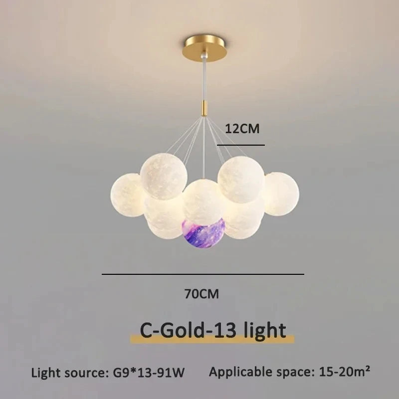 Cream Ball Cluster Chandelier — Modern Orb Pendant Ceiling Light