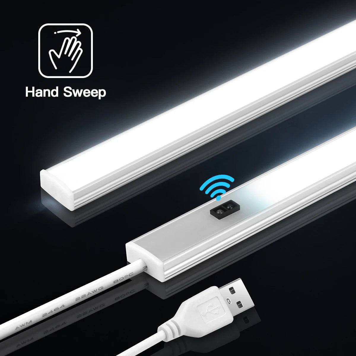 Hand-Wave Sensor Cabinet Light — Touchless USB LED Kitchen Strip