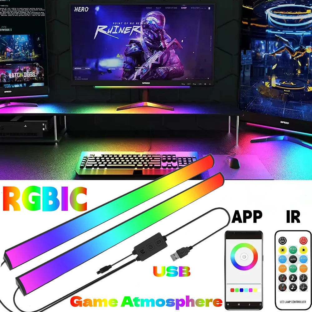 Smart Bluetooth RGB Light Bar — Music Sync App-Controlled Gaming Light