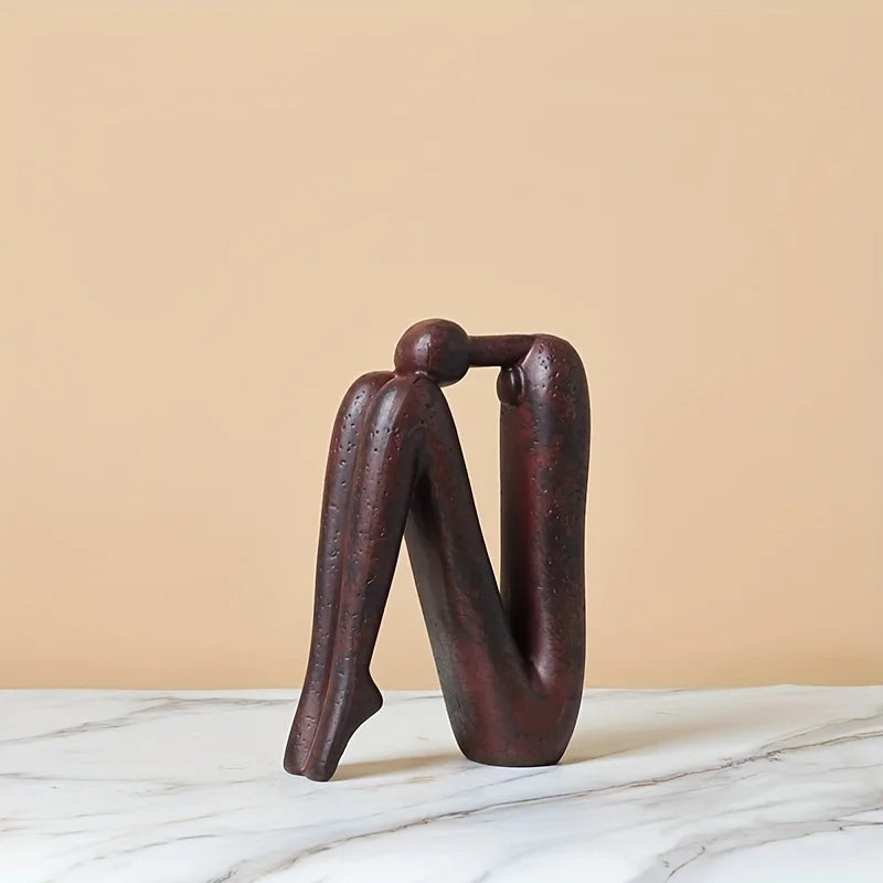 Back-to-Back Figures Ceramic Sculpture — Modern Vintage Abstract Decor