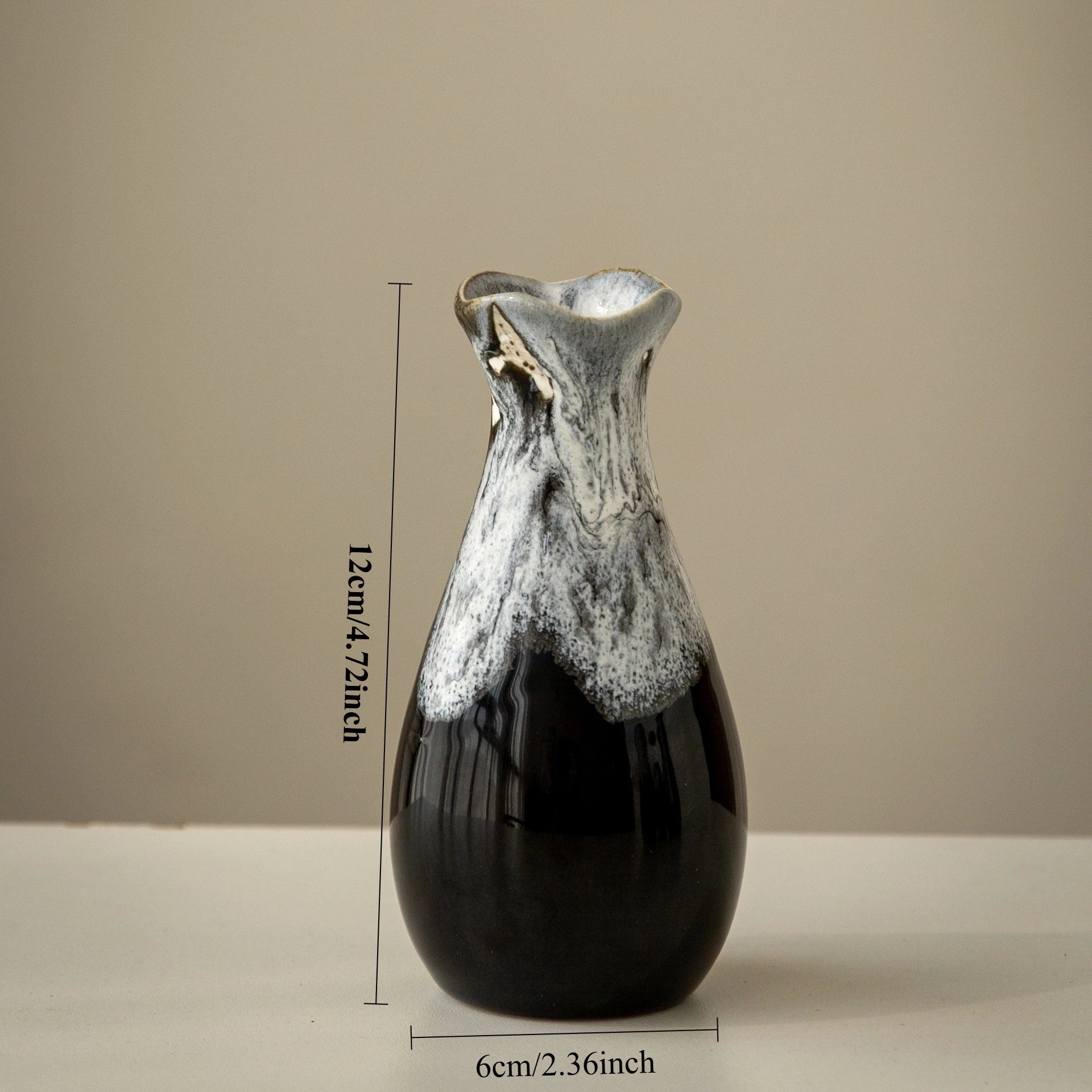 Japanese Kiln-Glazed Ceramic Vase — Handmade Retro Foyer Vessel