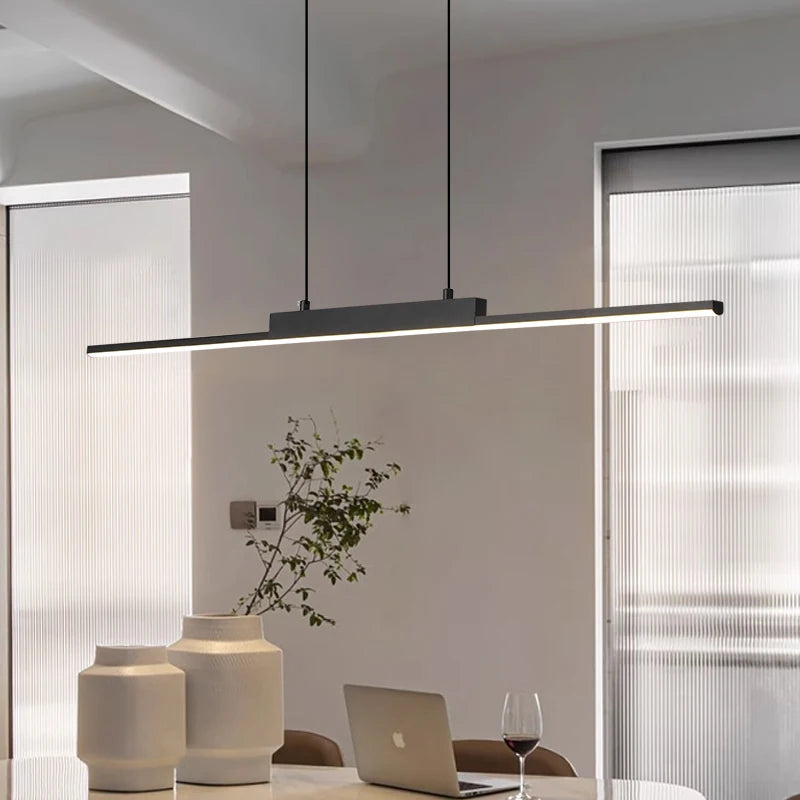 Modern Linear Pendant Light — Dimmable Long Dining Room Chandelier