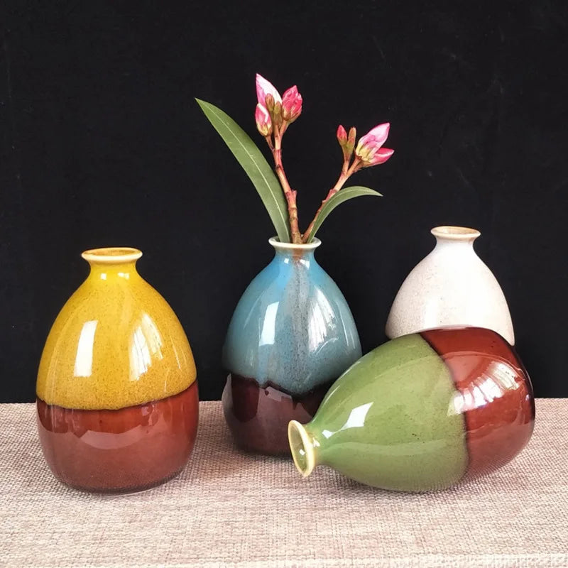 Glazed Ceramic Flower Vase — Modern Home Accent Craft Ornament