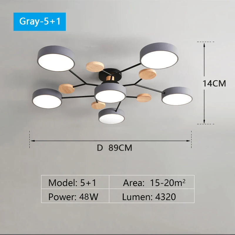 Tri-Color LED Ceiling Chandelier — Nordic Hotel-Style Pendant Lamp