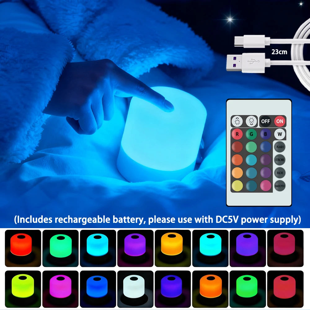 Touchscreen RGB Desk Lamp — Dimmable Rechargeable Bedside Light