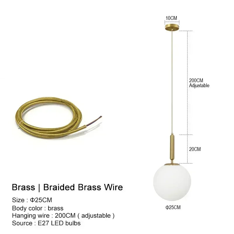 Glass Ball Pendant Light — Frosted Glow Bedside & Kitchen Island Fixture