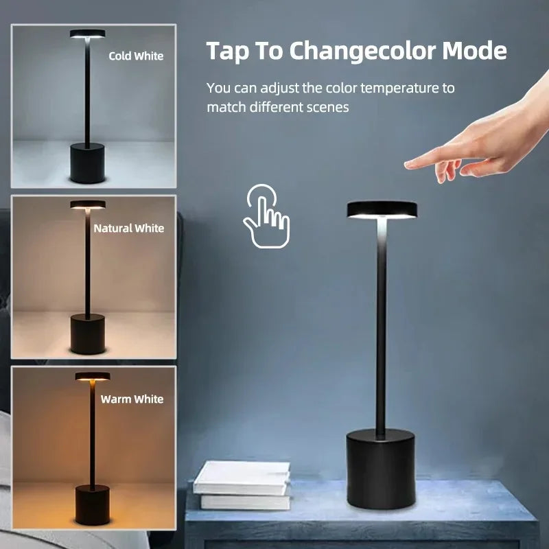 Crystal Rechargeable Touch Desk Lamp — 3-Color Dimmable Ambient Light