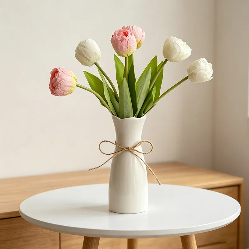 Minimalist White Porcelain Vase — Nordic Living Room & Office Decor