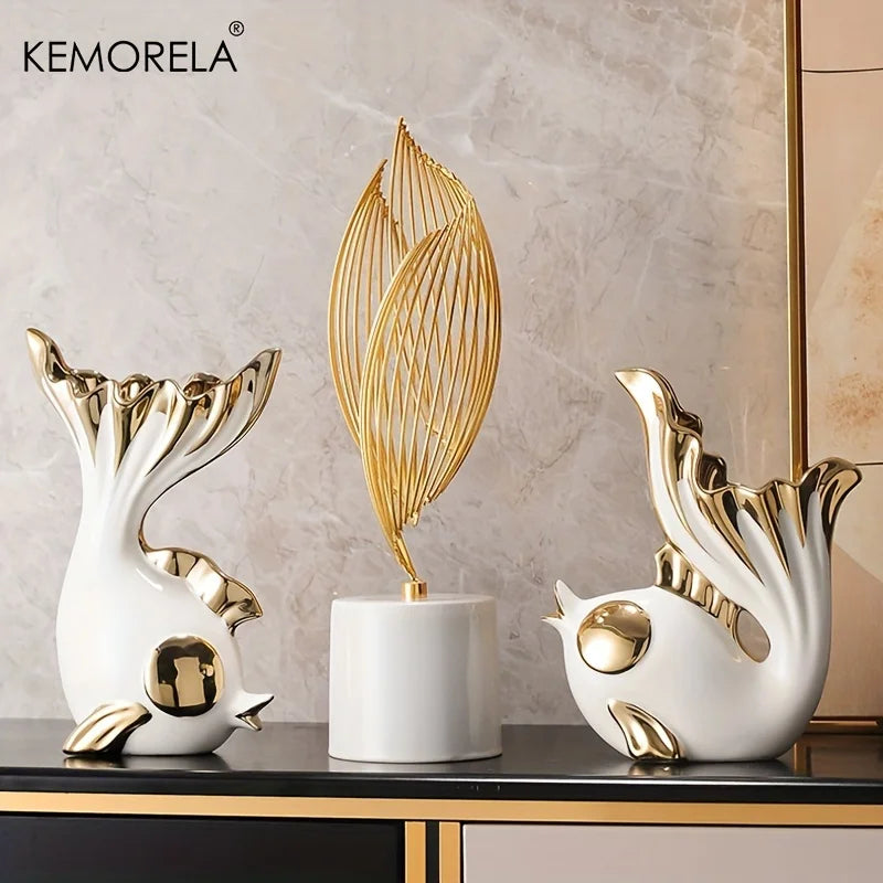 Modern Abstract Ceramic Statue — Sculptural Centerpiece for Living Room