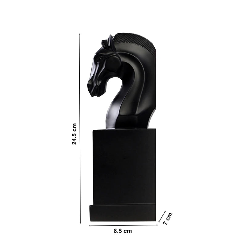 Marble-Look Horse Head Bookend — Sculptural Resin Book Stand