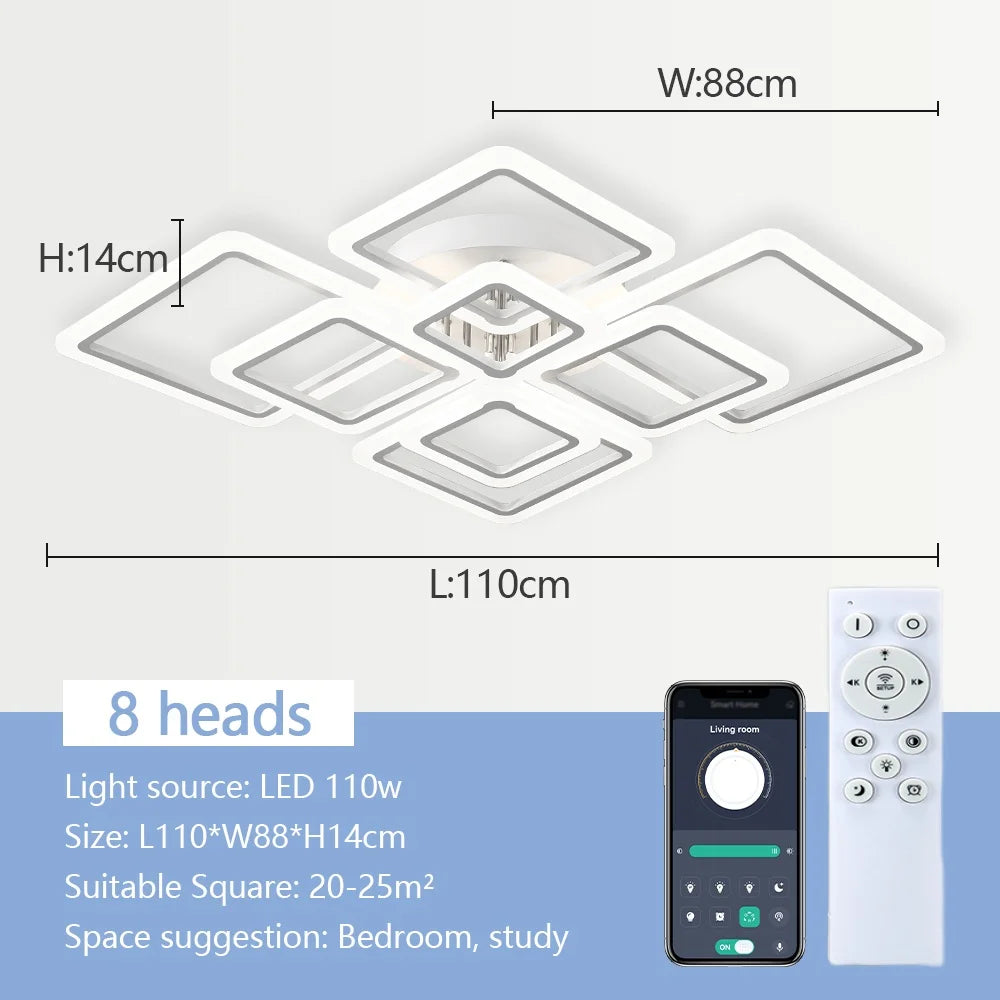 Nordic Square LED Ceiling Light — Remote Control Dimmable Pendant
