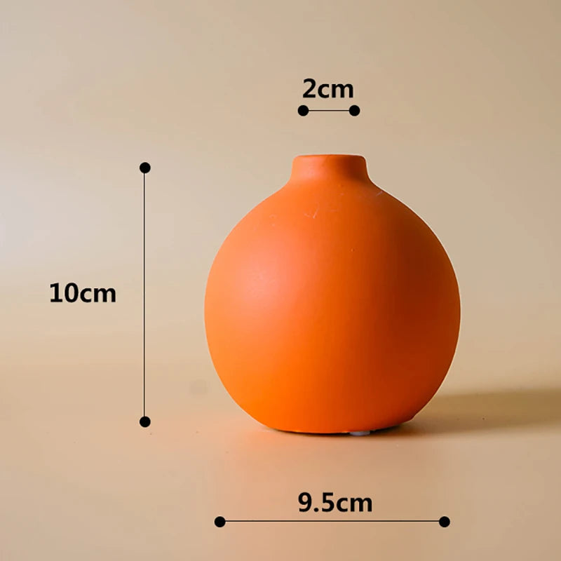Nordic Solid-Color Ceramic Vase — Minimalist Bottleneck Flower Pot