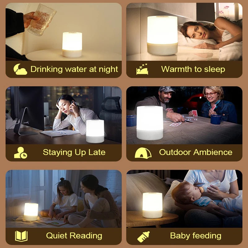 Rechargeable Bedside Night Light — Dimmable Touch-Control Table Lamp