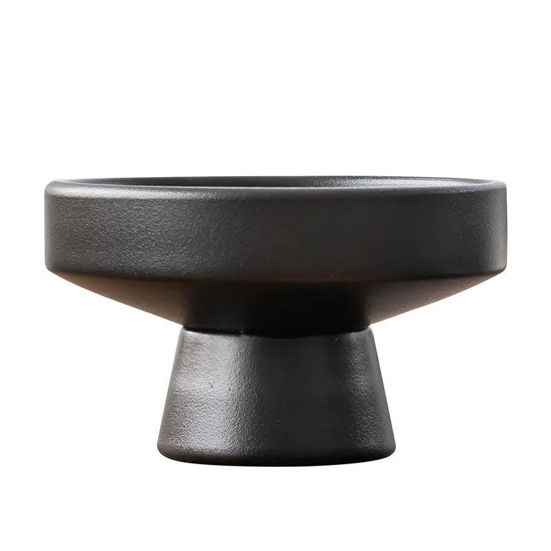 Retro Black Ceramic Vase — Tabletop Plant & Bonsai Vessel