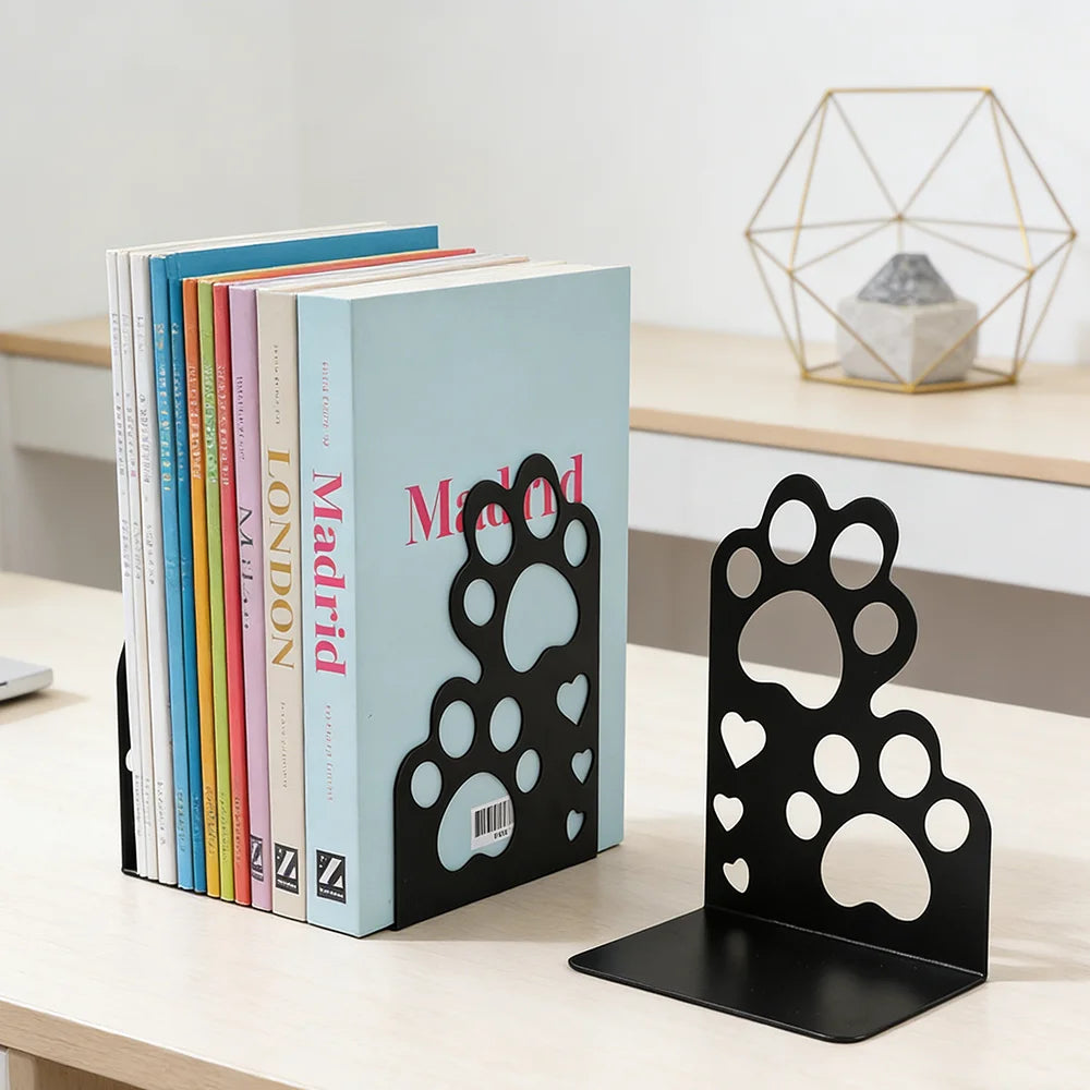 Metal Decorative Bookends — Heavy-Duty Shelf Organizer Set