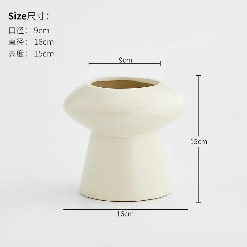Minimalist Ceramic Vase — Modern Dried Flower Arrangement Vessel