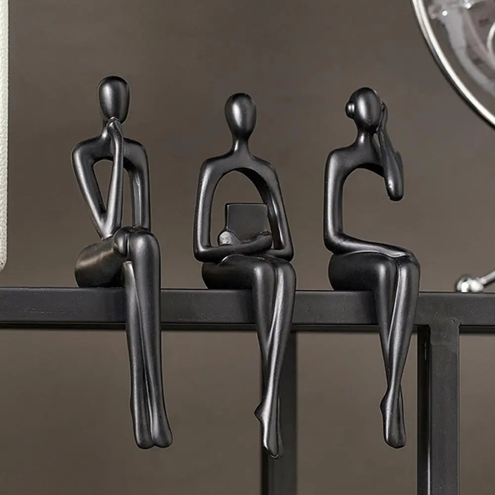 Abstract Desktop Thinker Figurine — Resin Nordic Office Sculpture