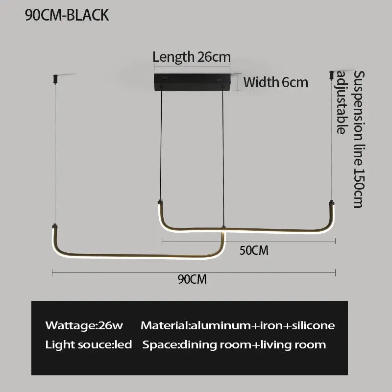 Aluminum Ring Pendant Chandelier — Black Modern Dining Room Light