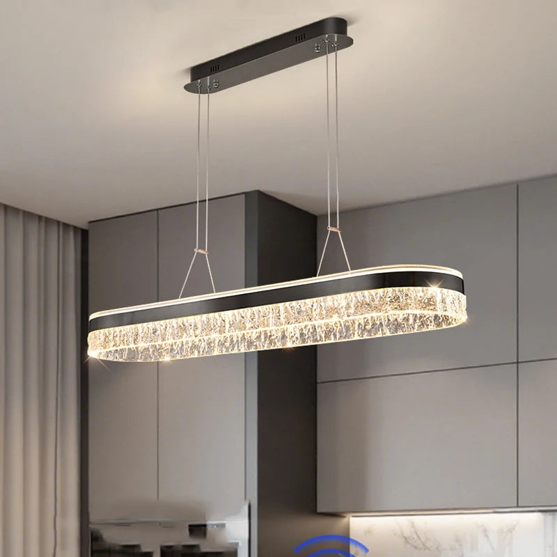 Linear LED Strip Chandelier — Gold & Black Modern Ceiling Light