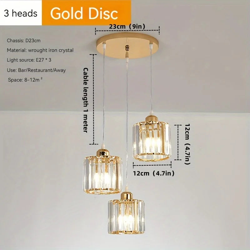 Small Crystal Dining Chandelier — Round Modern Table Light Fixture