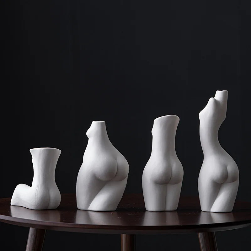 Sculptural Torso Ceramic Vase — Nordic Art Object Vessel