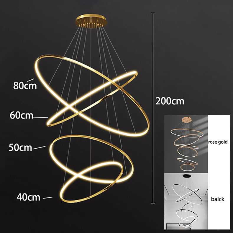 Tiered Ring Villa Chandelier — Grand Staircase Ceiling Light