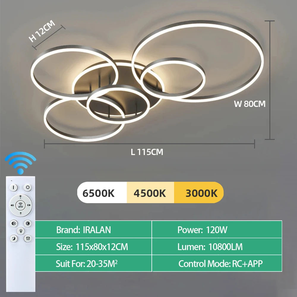 Infinite Dimming Acrylic Chandelier — Modern Multi-Head LED Ceiling Light
