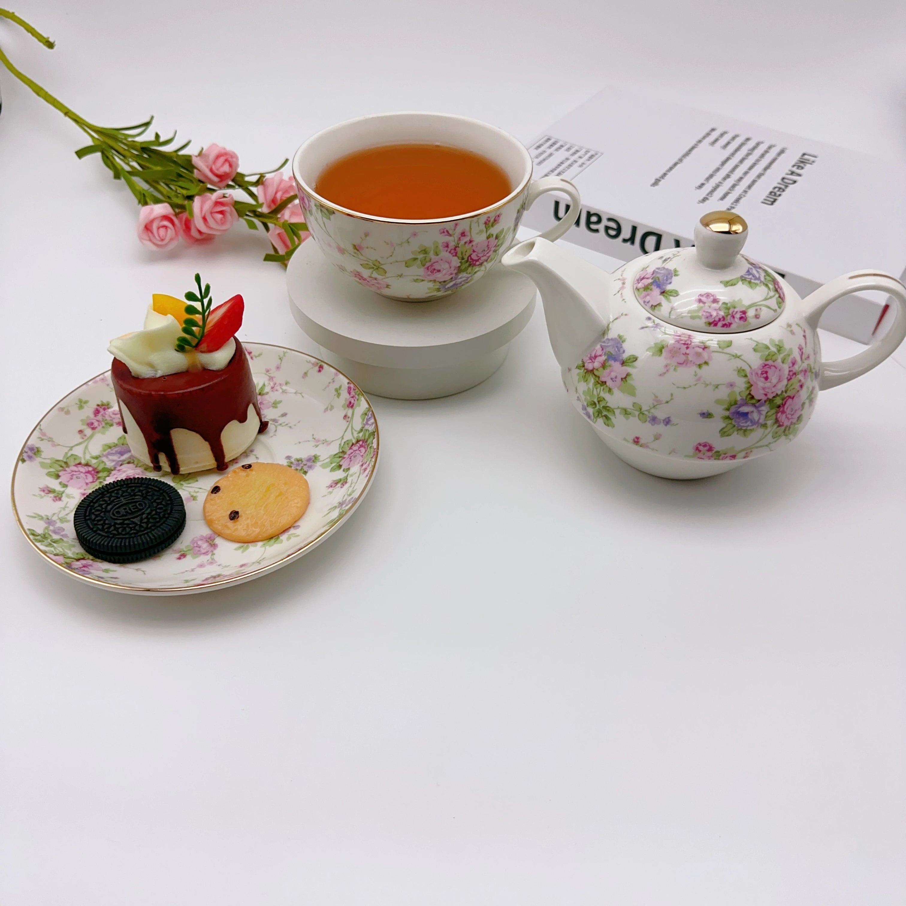 Rose Bone China Teapot Set — European Afternoon Tea Service