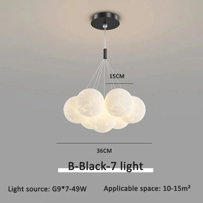 Cream Ball Cluster Chandelier — Modern Orb Pendant Ceiling Light