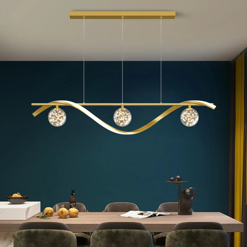 Modern Chrome Glass Chandelier — Smart RC Dimmable Dining Room Light