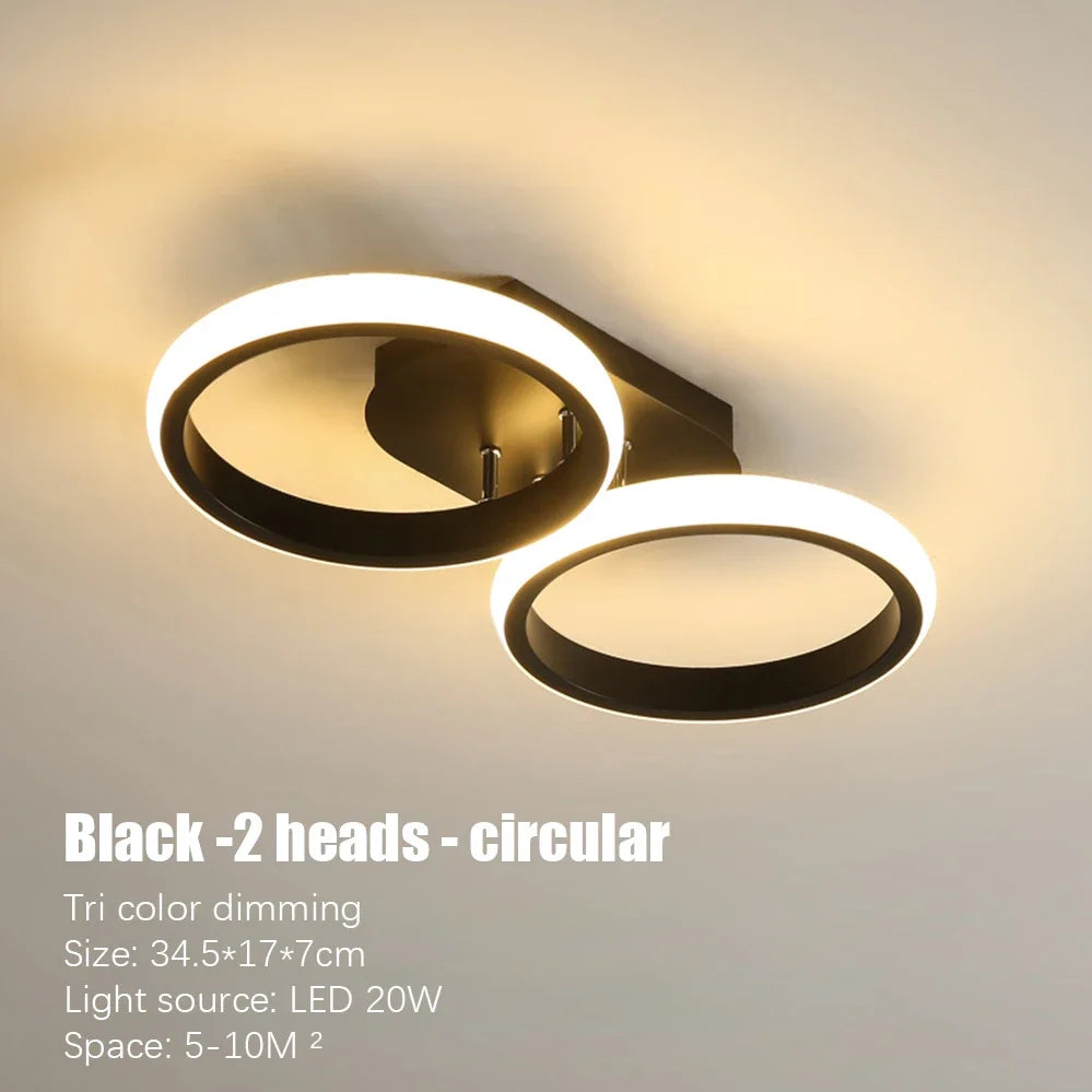 Nordic Tri-Color LED Ceiling Light — Square & Round Corridor Fixture