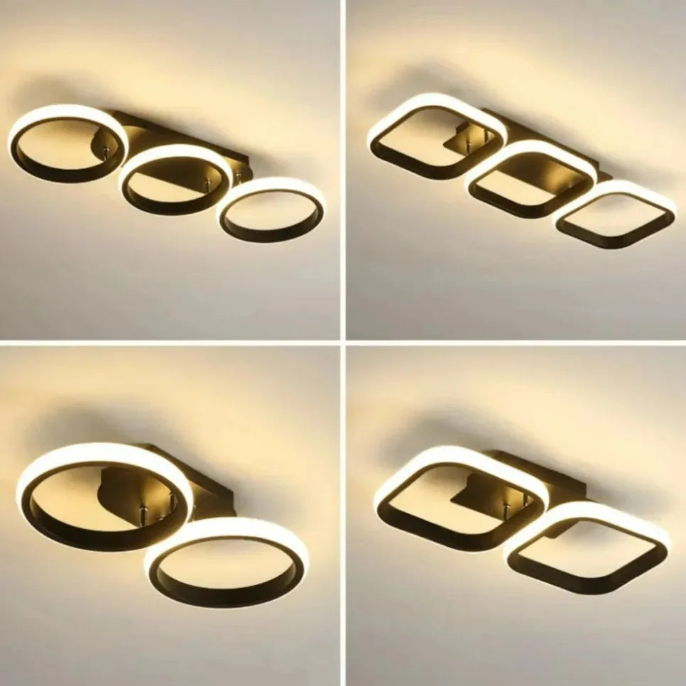 Nordic Tri-Color LED Ceiling Light — Square & Round Corridor Fixture