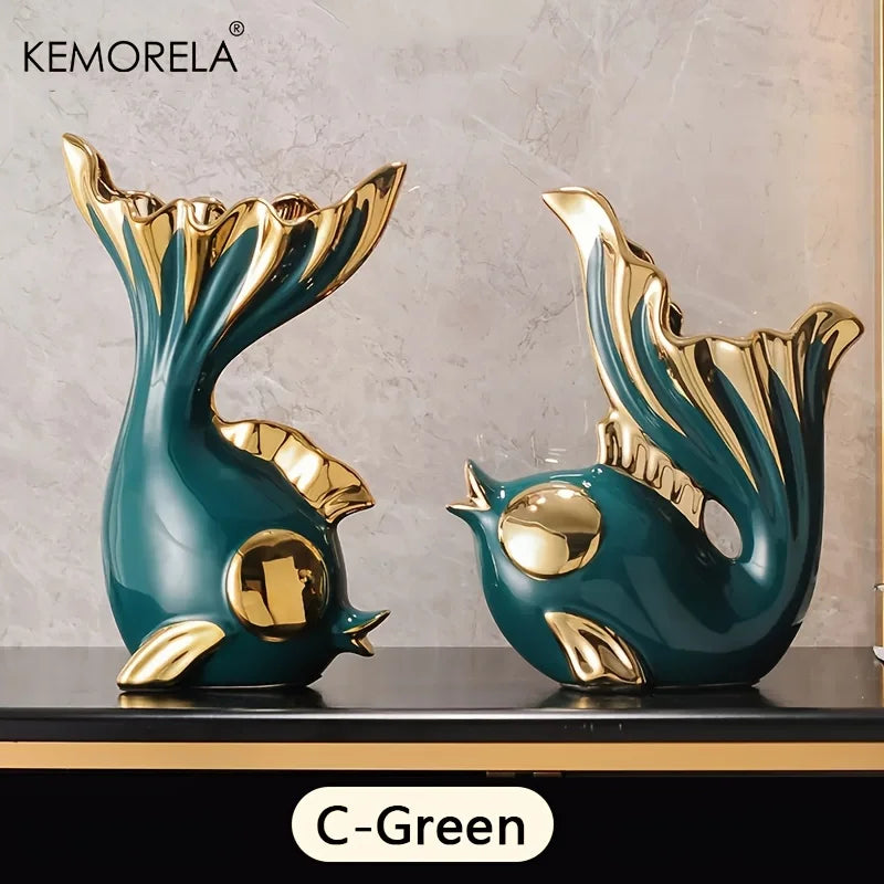 Modern Abstract Ceramic Statue — Sculptural Centerpiece for Living Room