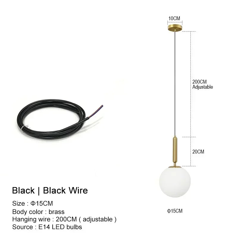 Glass Ball Pendant Light — Frosted Glow Bedside & Kitchen Island Fixture