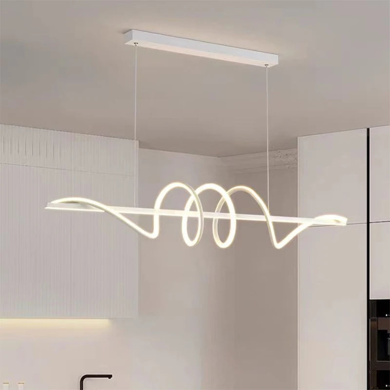 Spiral Linear Pendant Chandelier — Stepless Dimming Kitchen Island Light