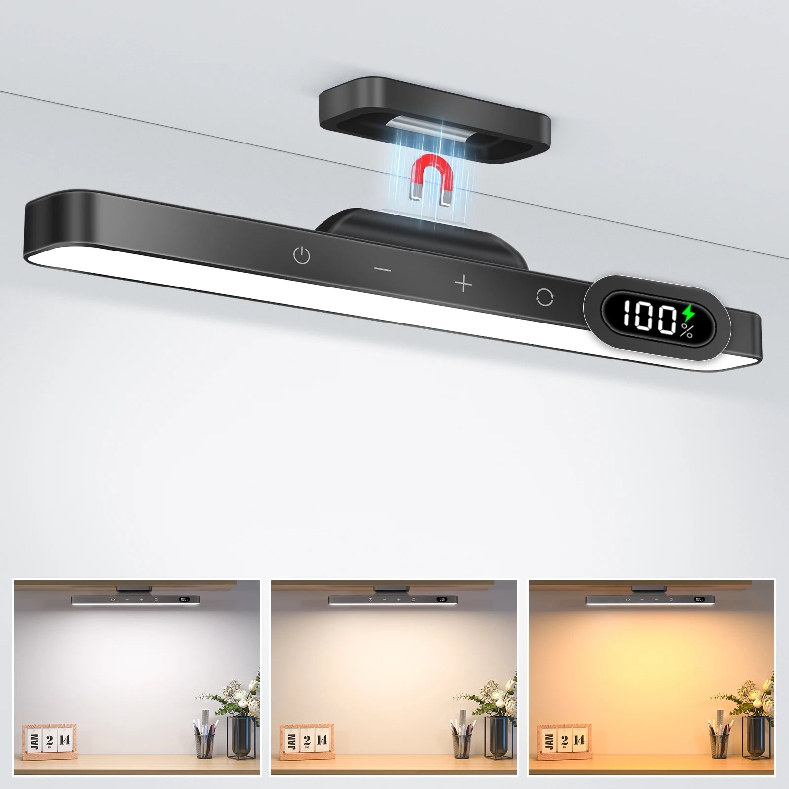 Dimmable Rechargeable Makeup Light — 3-Color Magnetic Cabinet Lamp