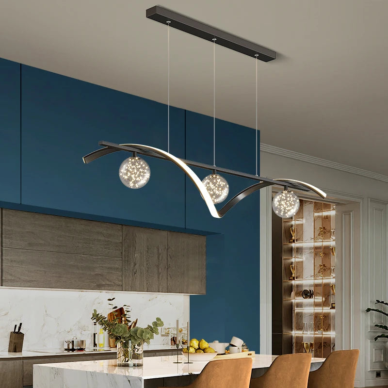 Modern Chrome Glass Chandelier — Smart RC Dimmable Dining Room Light