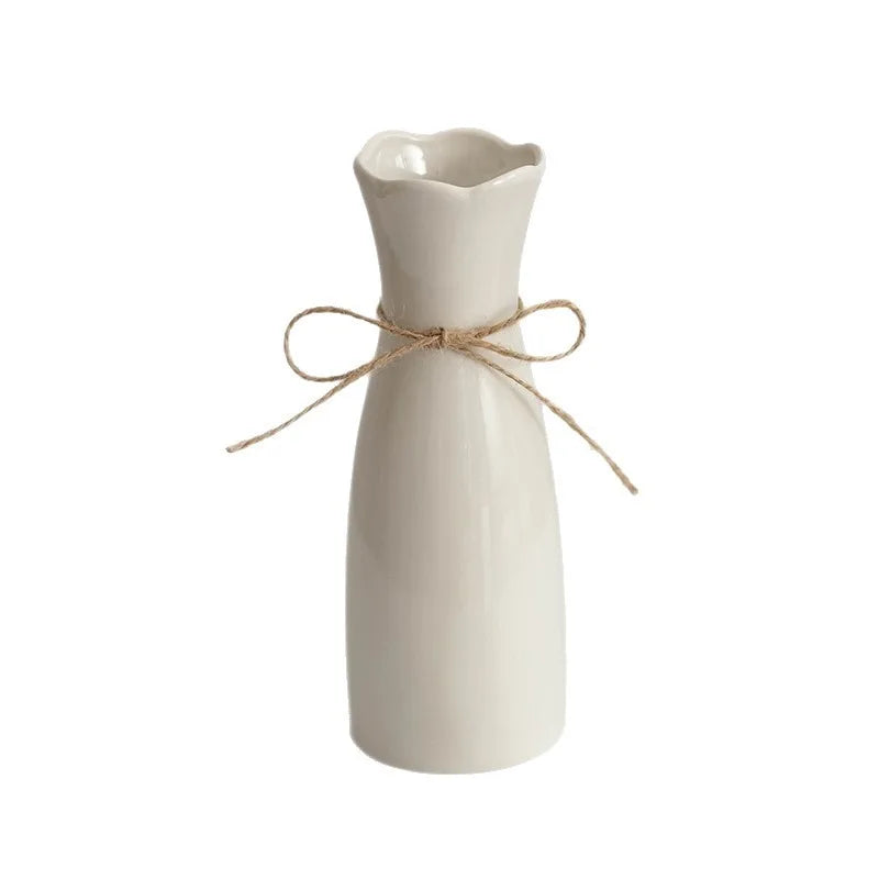 Minimalist White Porcelain Vase — Nordic Living Room & Office Decor