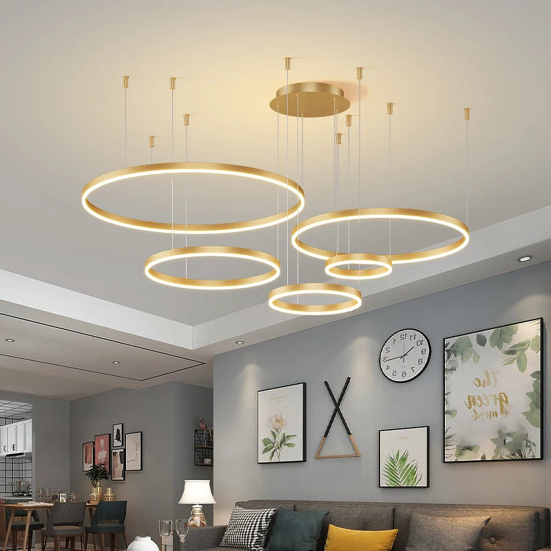 Circular Ring LED Chandelier — Modern Multi-Ring Ceiling Light