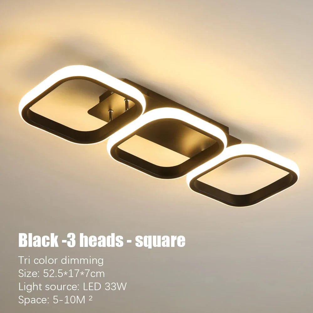 Nordic Tri-Color LED Ceiling Light — Square & Round Corridor Fixture