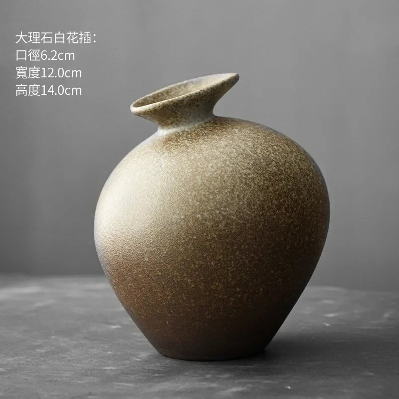 Japanese Black Terracotta Vase — Abstract Stoneware-Look Vessel