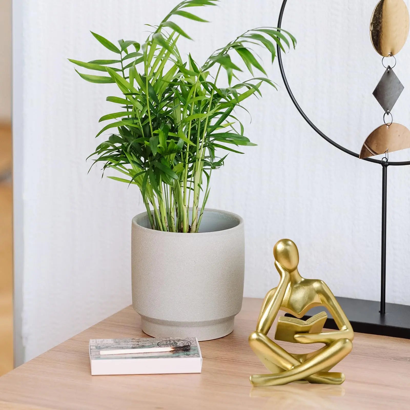 Abstract Thinker Statue — Reading Sculpture Bookshelf Decor