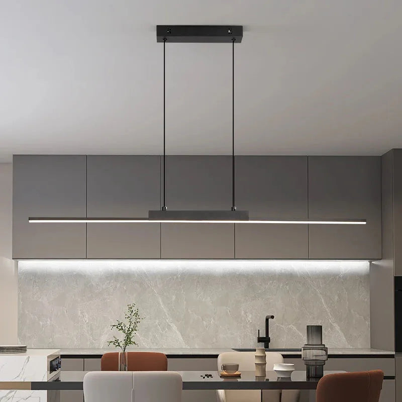 Minimalist Linear Panel LED Chandelier — Textured Pendant Light for Dining & Bedroom